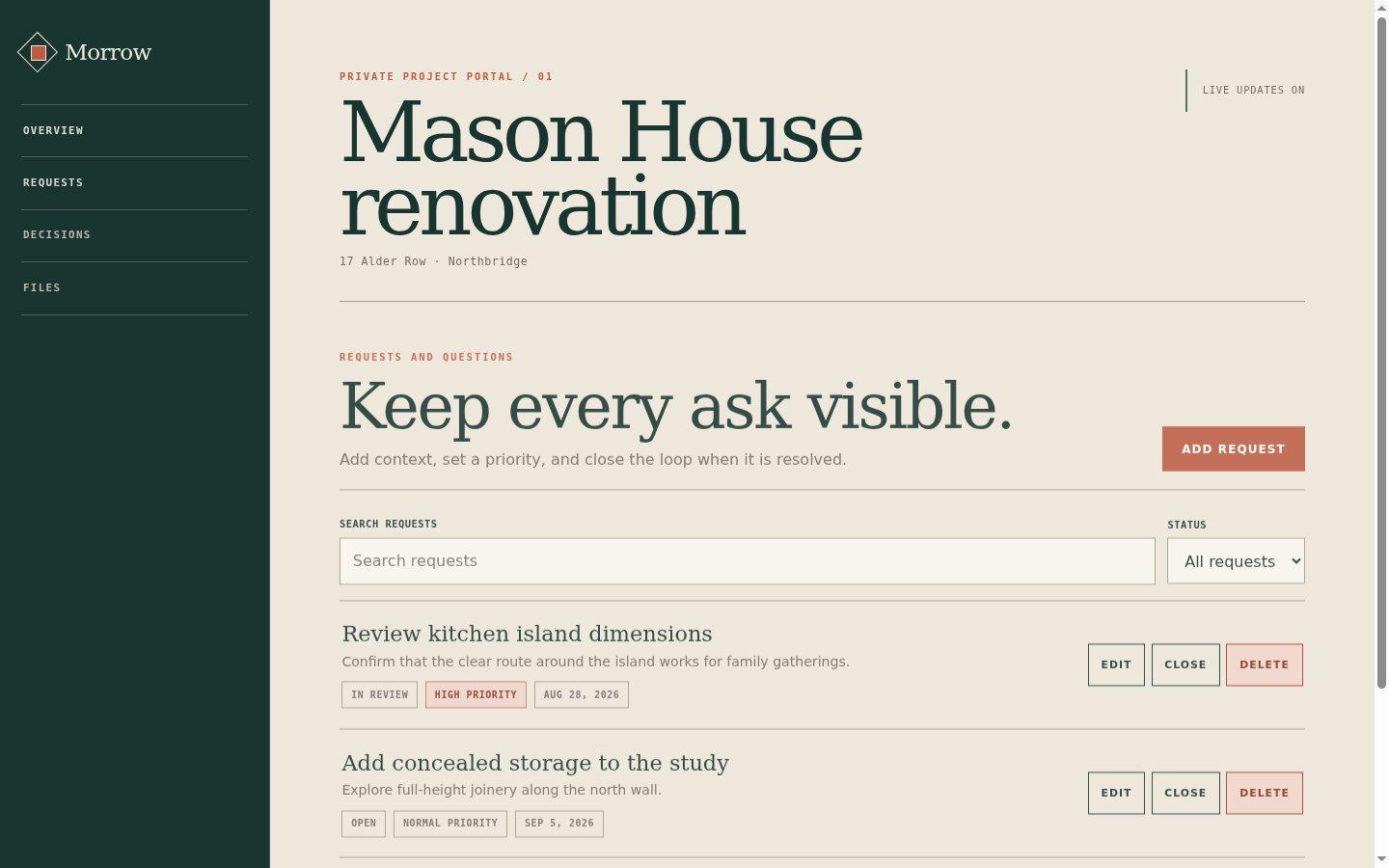 Screenshot of Questions become trackable work in Client portal